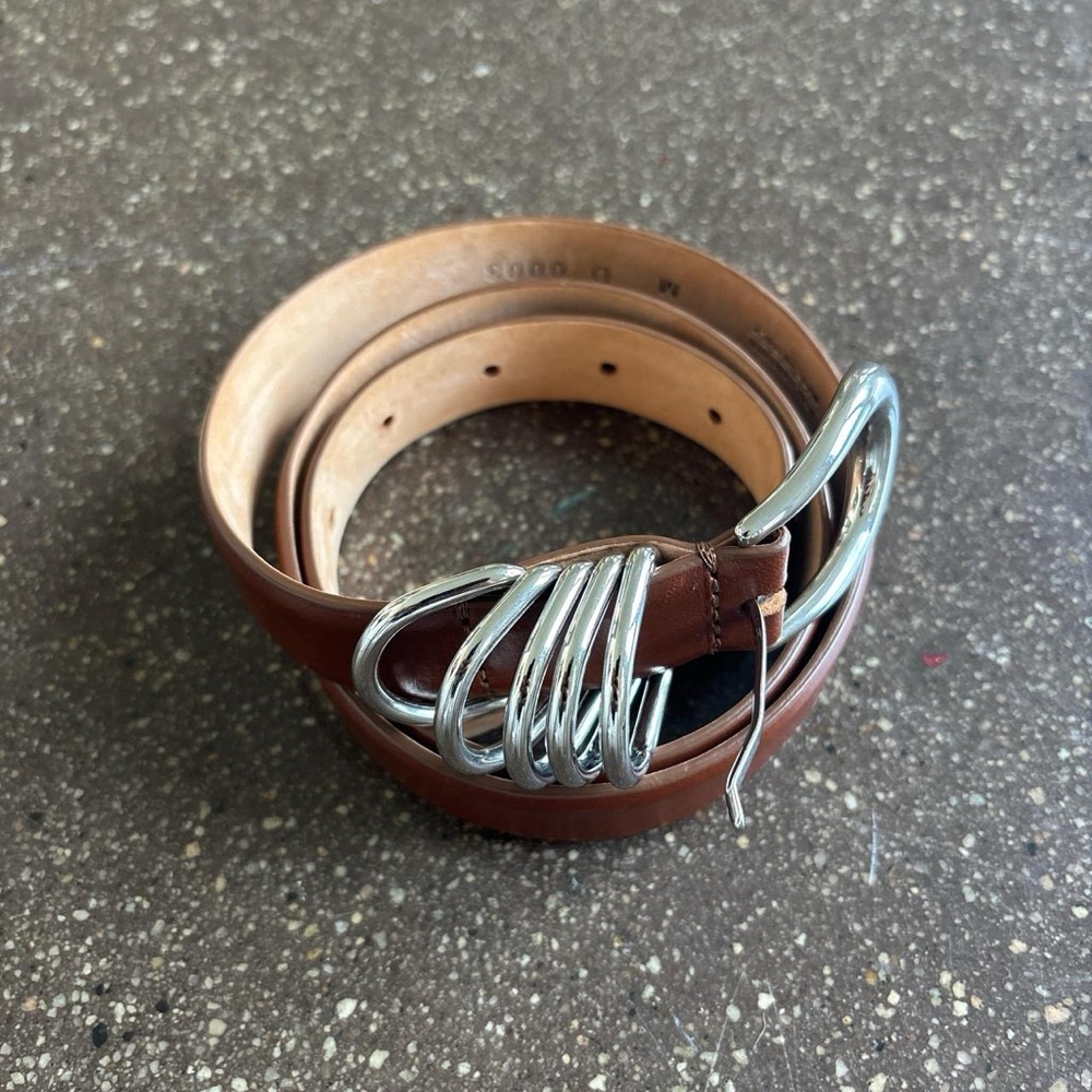 DÉHANCHE Hollyhock Brown leather belt with silver buckle